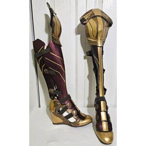 Wonder Woman Cosplay Boots Size 6 Red Gold Wedge Shoes Justice League Costume
